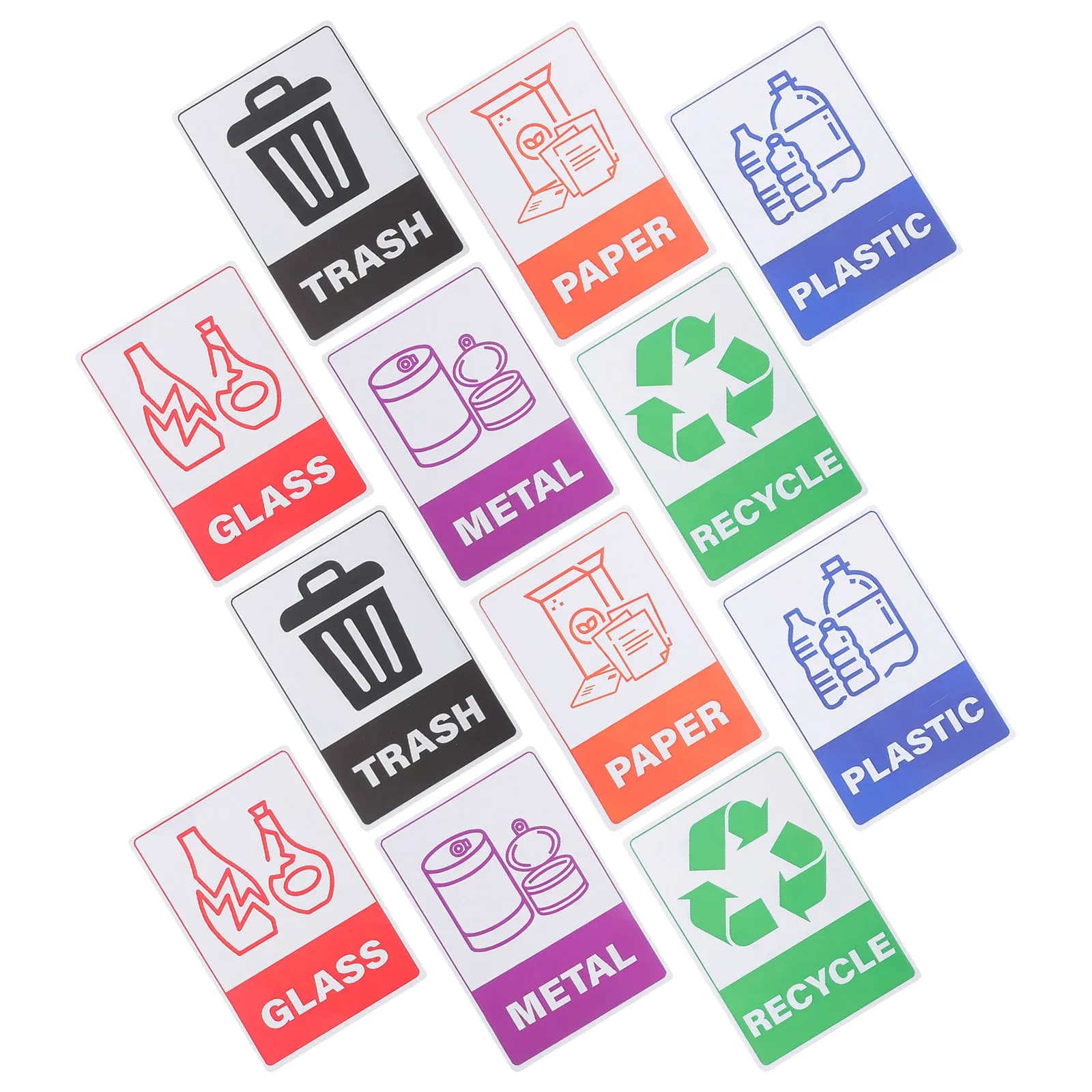 18Sheet Waterproof Recycle Vinyl Stickers for Garbage Containers Self Adhesive Recycling Decals for Waste Bins Kitchen Office