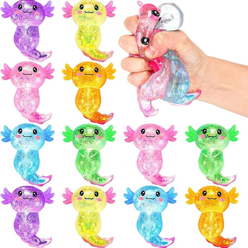 Simpatico Giocattolo Antistress a Forma di Axolotl in Maltosio, Morbido e Elastico, Regalo da Scrivania per Bambini e Adulti