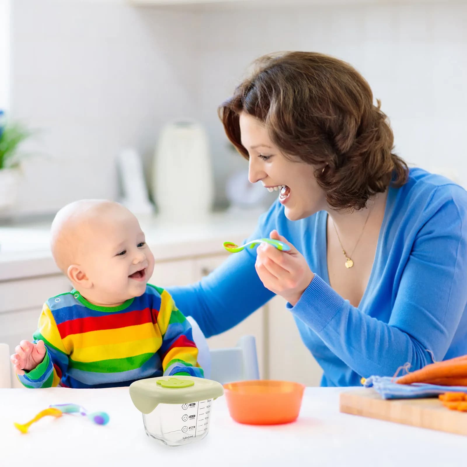 2 contenitori per alimenti per bambini in vetro da 230 ml, a tenuta stagna, con coperchi ermetici, portatili, per snack complementari per neonati, per conservare la freschezza