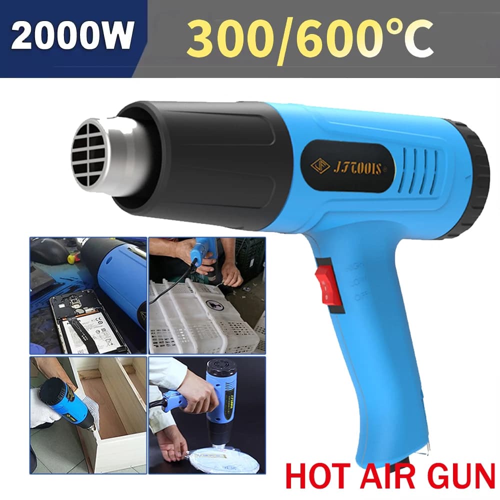 Pistola ad aria calda da 2000 W Mini pistola termica Ventilatore termico Shrink Wrapping Essiccatori da costruzione per restringimento PVC, vernice, artigianato, 110 V/220 V