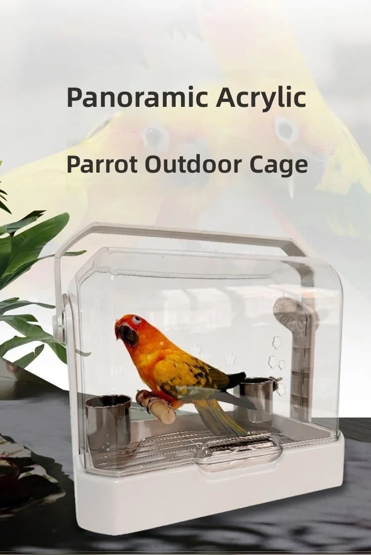 Parrot Travel Cage, Portable Shoulder Bird Cage, Summer Outdoor Carrier, Escape-Proof Small Sun Conure Pet Cage, Easy to Carry