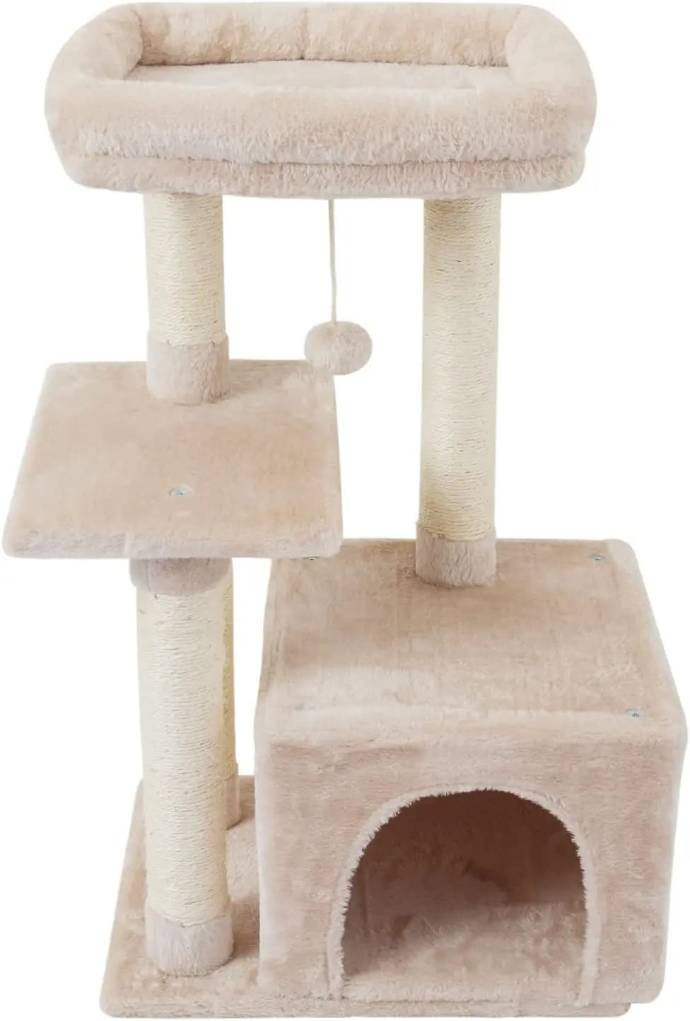 Albero per Gatti Carino con Tiragraffi in Sisal, Piattaforma di Salto e Colore Beige per Gattini da Interno