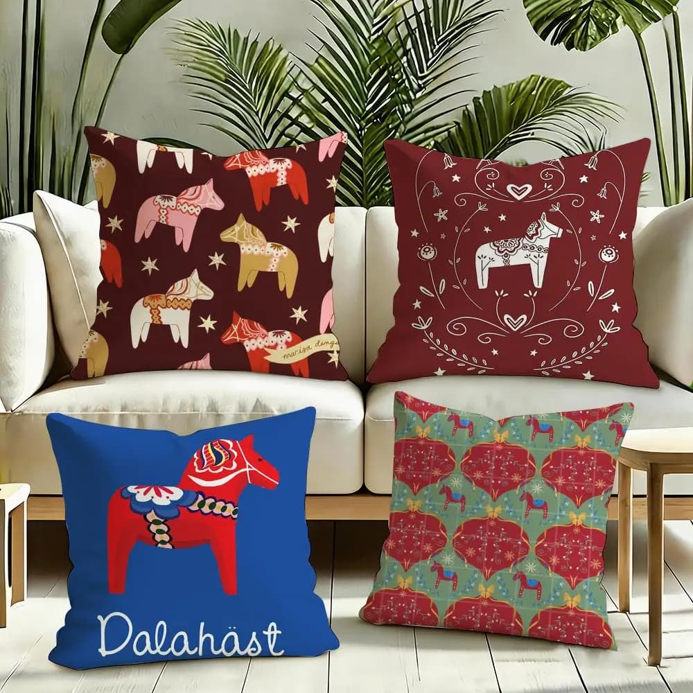 Fodera per cuscino con stampa cavallo Dala, reversibile, in peluche, morbida e soffice, decorazione per la casa, per divano e camera da letto