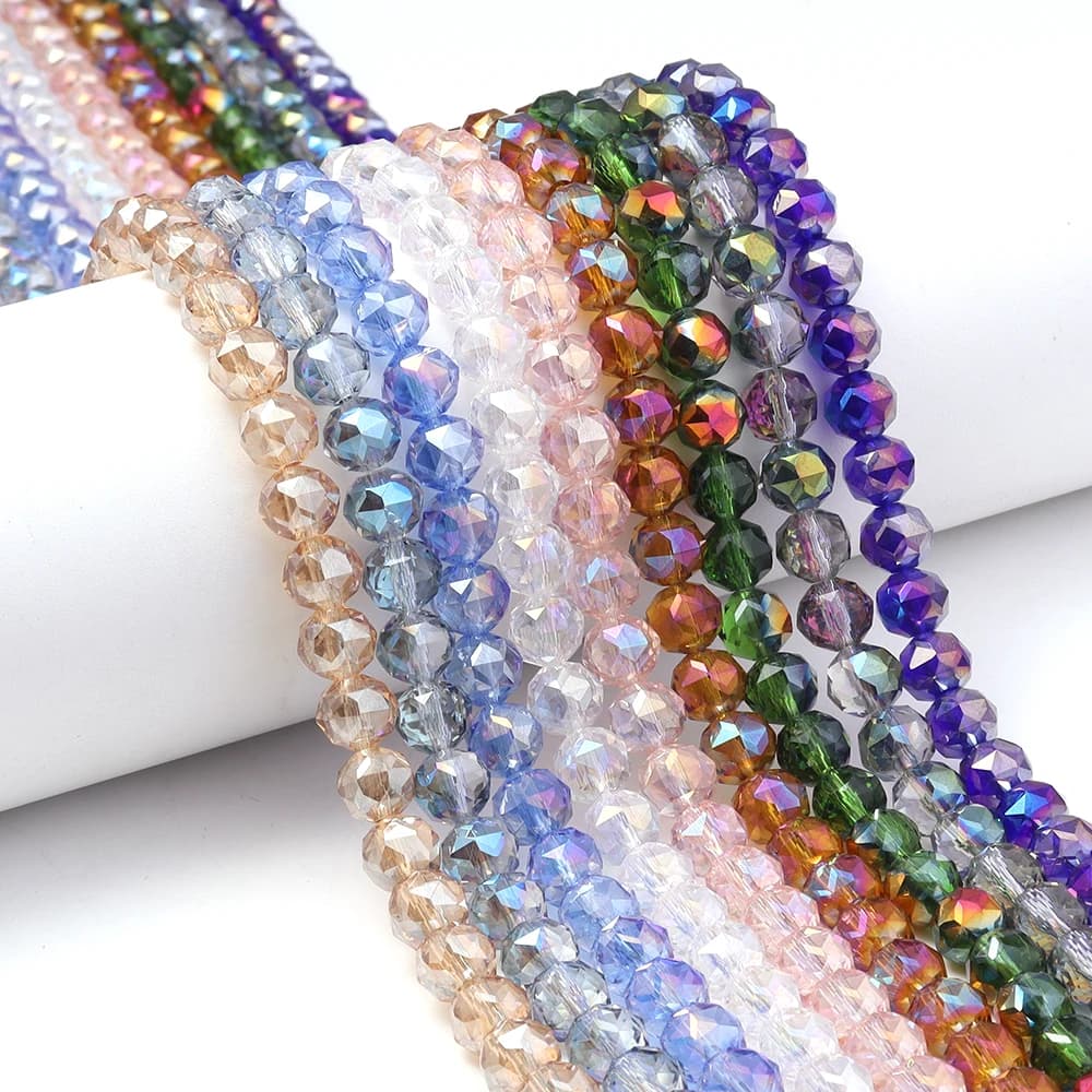 1 Filo di Perle di Vetro Sfaccettate Multicolore in Cristallo Austriaco, Perle Rotonde Sciolte per Creazione Gioielli, Braccialetti Fai da Te e Accessori con Perline