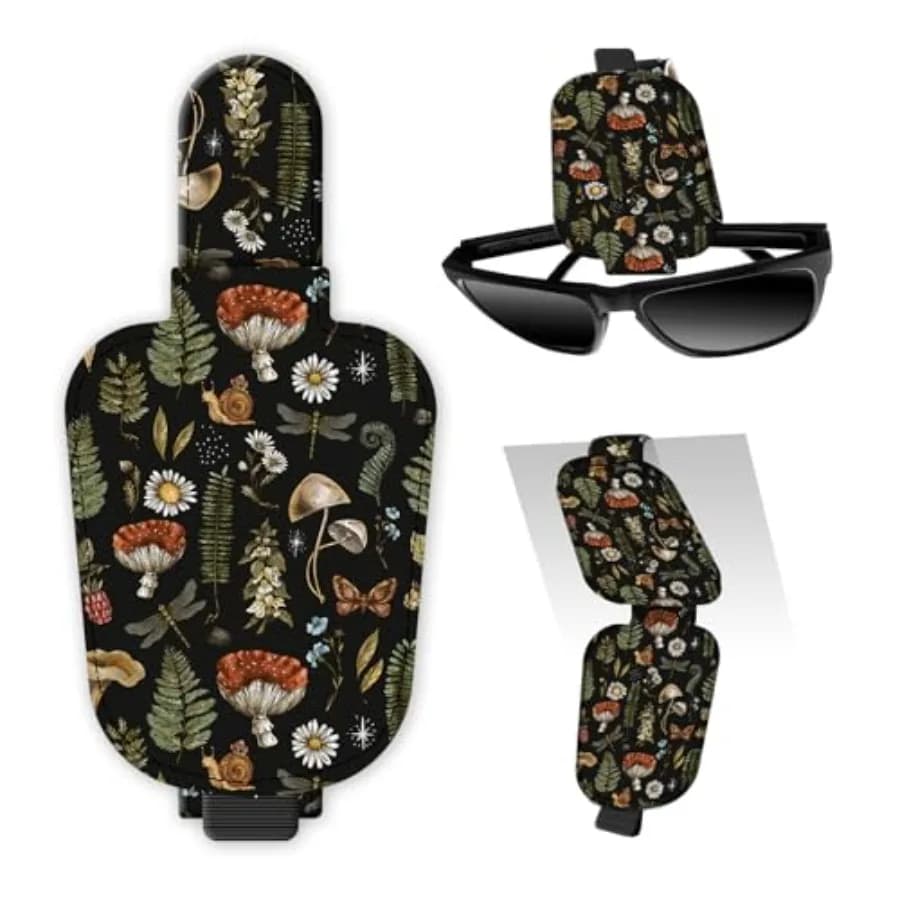 Leather Magnetic Sunglass Holder for Car Sun Visor, Cute Eyeglass Ticket Card Hanger Clip, Universal Auto Interior Accessories