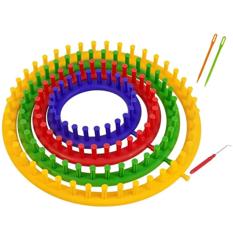 Telaio per maglieria rotondo per cappelli e sciarpe, per principianti, 4 misure di aghi, kit per maglieria con set di aghi per pompon, strumento fai da te -[G