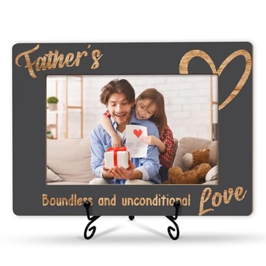 Father Picture Frame, Rustic Minimalist Theme Photo Frame With Iron Stand, Fathers Day Anniversary Birthday Gifts Ideas, Family