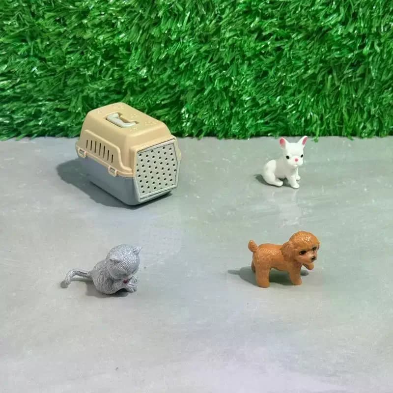 2/4 pezzi realistici mini gabbia per cani e gatti con porta casa delle bambole in miniatura casa per accessori per bambole mini animali domestici Habitat