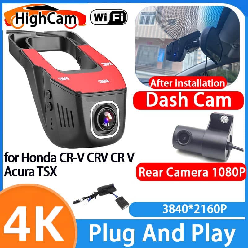 HighCam for Honda CR-V CRV CR V Acura TSX 4K Wifi 2160P OEM Car DVR Video Recorder Dash Cam Front Rear Camera Plug and Play