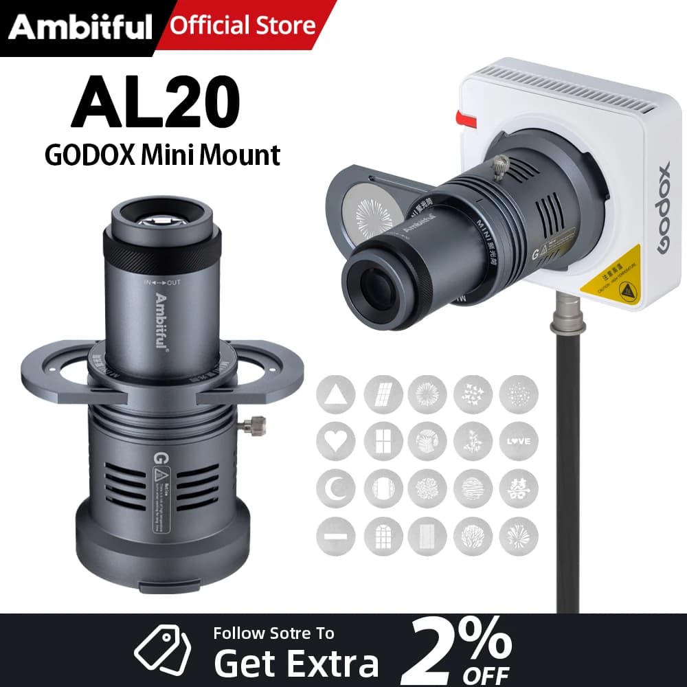 Ambitale LED Luce di riempimento Proiettore Attacco GODOX Mini Mount Faretto Conico Snoot Condensatore ottico per Godox ML100 ML60ML30