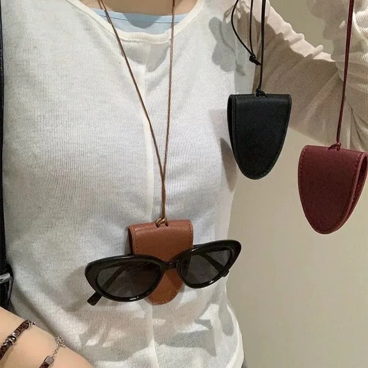 Moda collo magnetico multifunzionale occhiali da sole in pelle clip collana da viaggio all'aperto portaoggetti portatile gioielli con corda sospesa