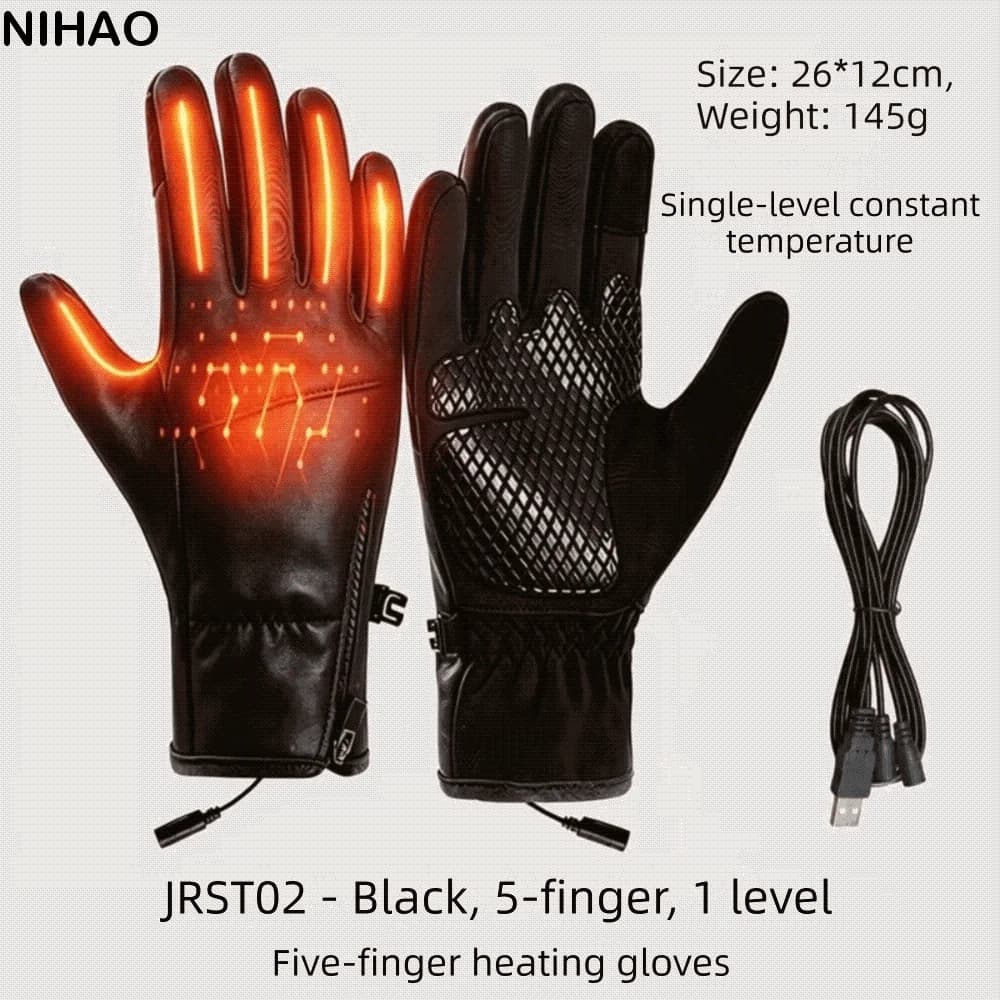 1 Level 3 Level USB Electric Heated Gloves Adjustable Temperature Solid Color Winter Heated Gloves Soft Thick