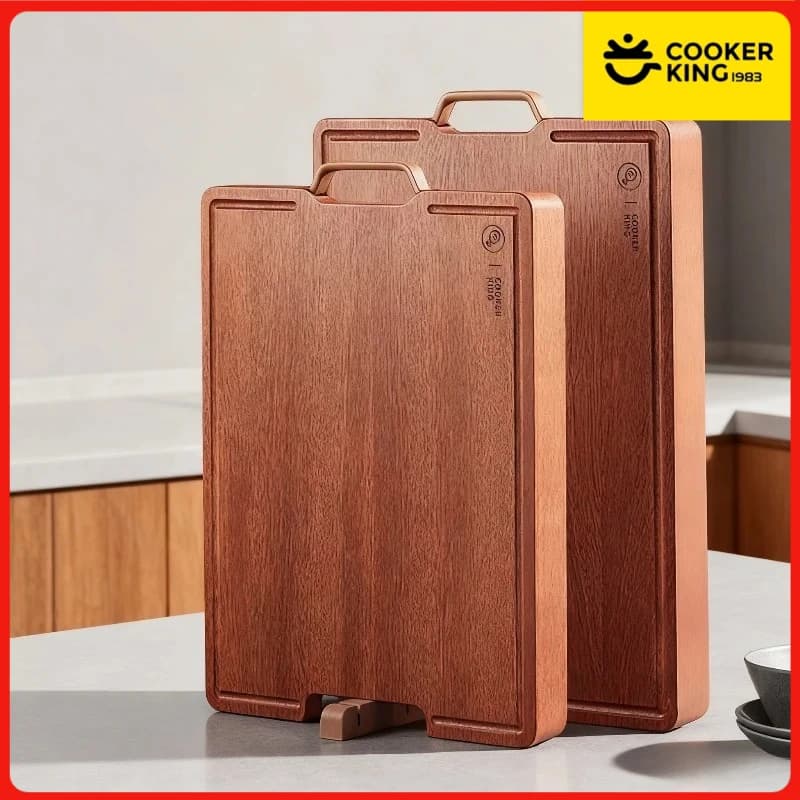 COOKER KING Solid ebony cutting board for domestic use with stone for sharpening Can stand up Mouldproof panel Can be hung