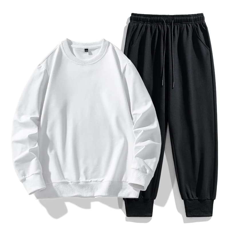 Men's Casual Sports Dress 2 Pieces, Fashion Streetwear Dress with Sweatshirt and Pants, Camping and Beach Clothing, Spring Set with Sweatshirt