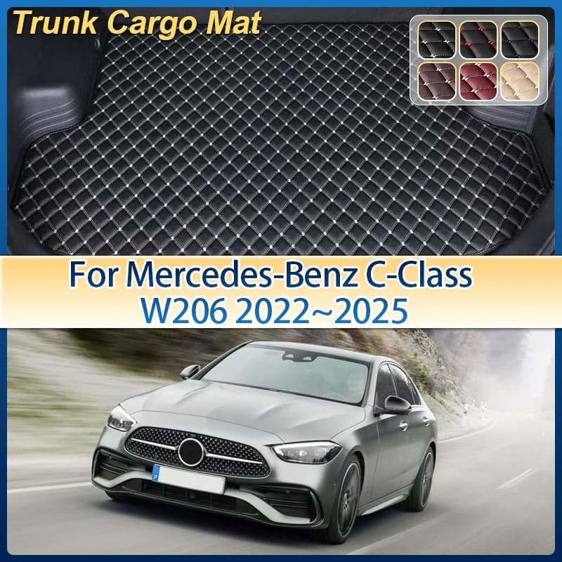 Tappetino in Pelle per Bagagliaio Auto Mercedes-Benz Classe C W206 2022~2025, Tappeto Protettivo Antisporco, Accessori Auto