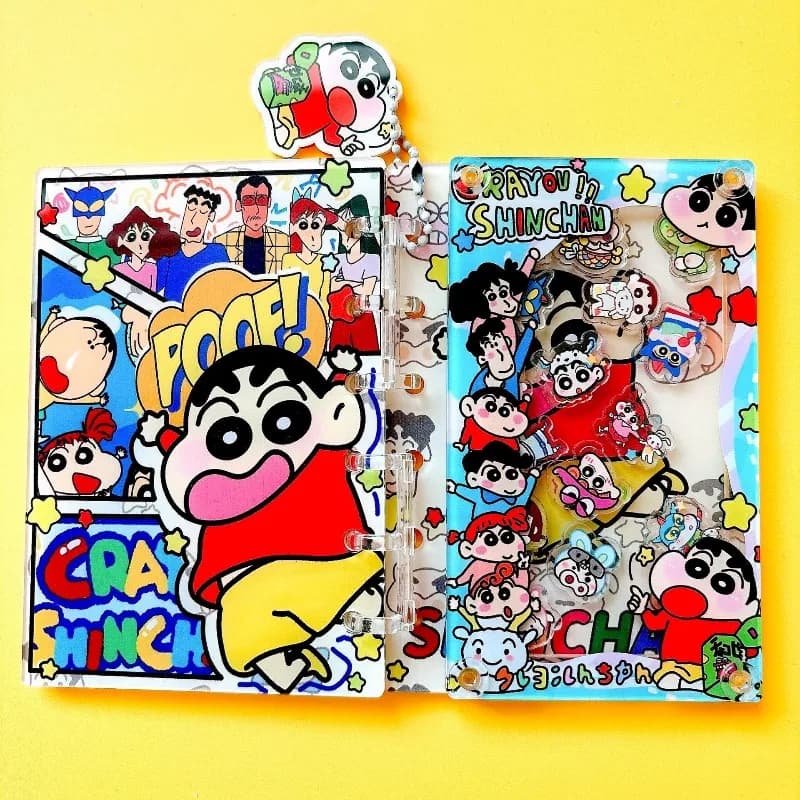 Cartoon Anime Crayon Shin chan A5 A7 Libro a fogli mobili AndWobble Shake Taccuino acrilico, manuali carini Taccuini regalo di compleanno