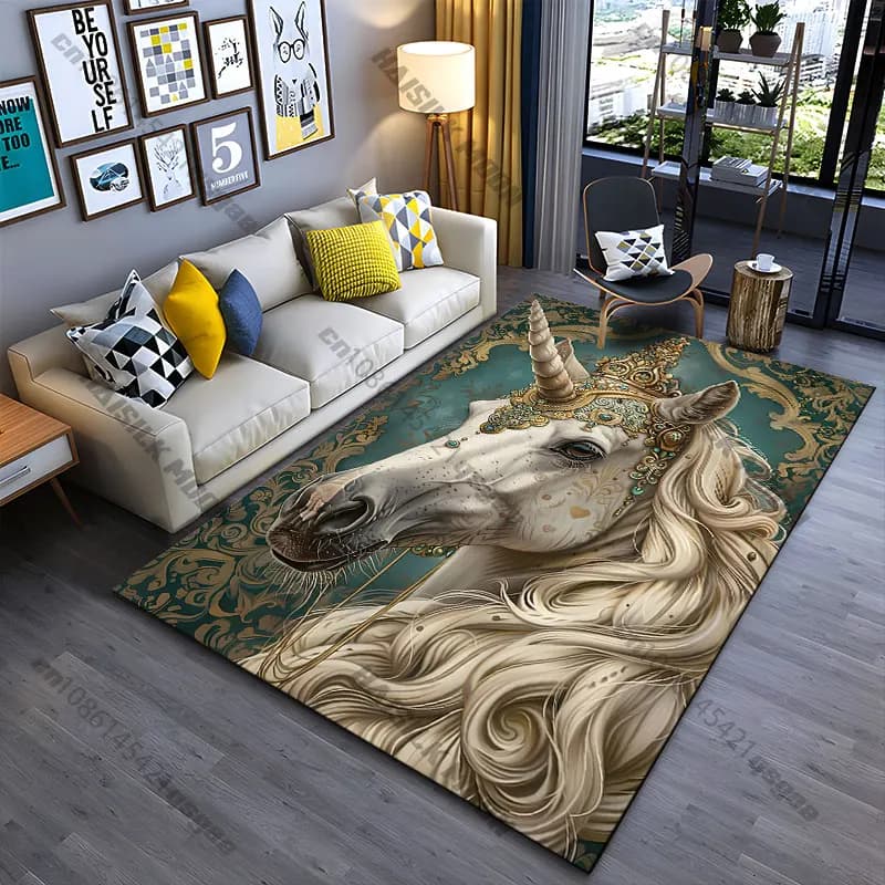 Majestic unicorn adorned with elegance carpet Yoga living room room decor children's crawling mat doormat area rug