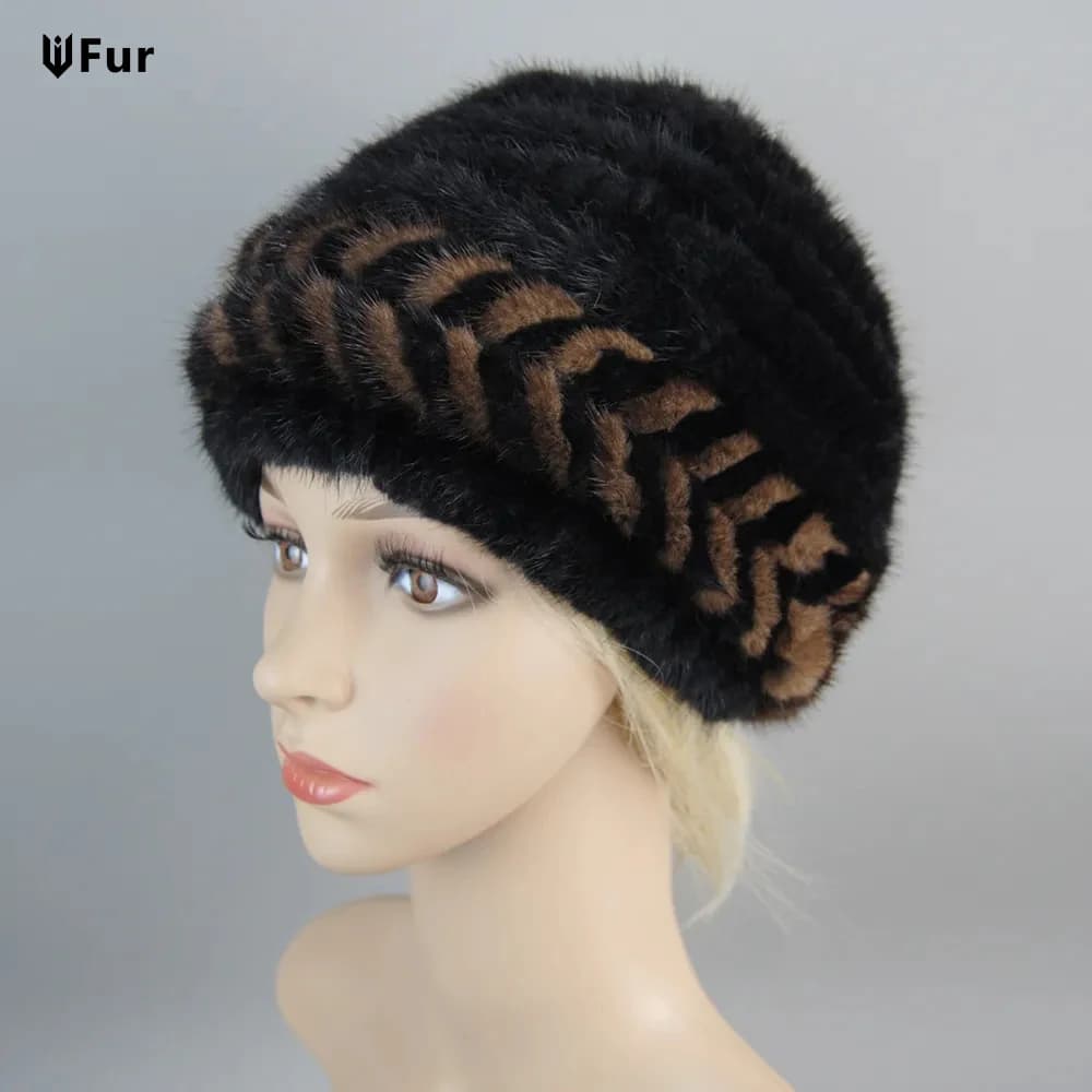 Cappelli invernali da donna di lusso in vera pelliccia di visone caldo berretto lavorato a maglia in pelliccia naturale moda donna berretto in vera pelliccia di visone cappelli bomber femminili