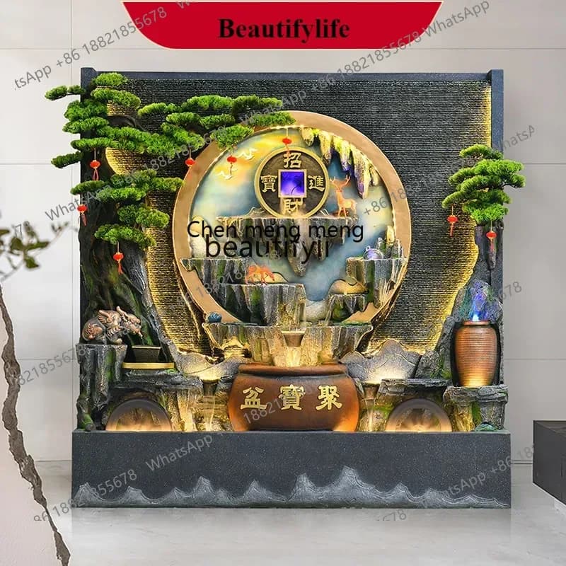 G153 Water curtain wall fountain landscape flowing water ornament circulating water office decoration housewarming opening gift