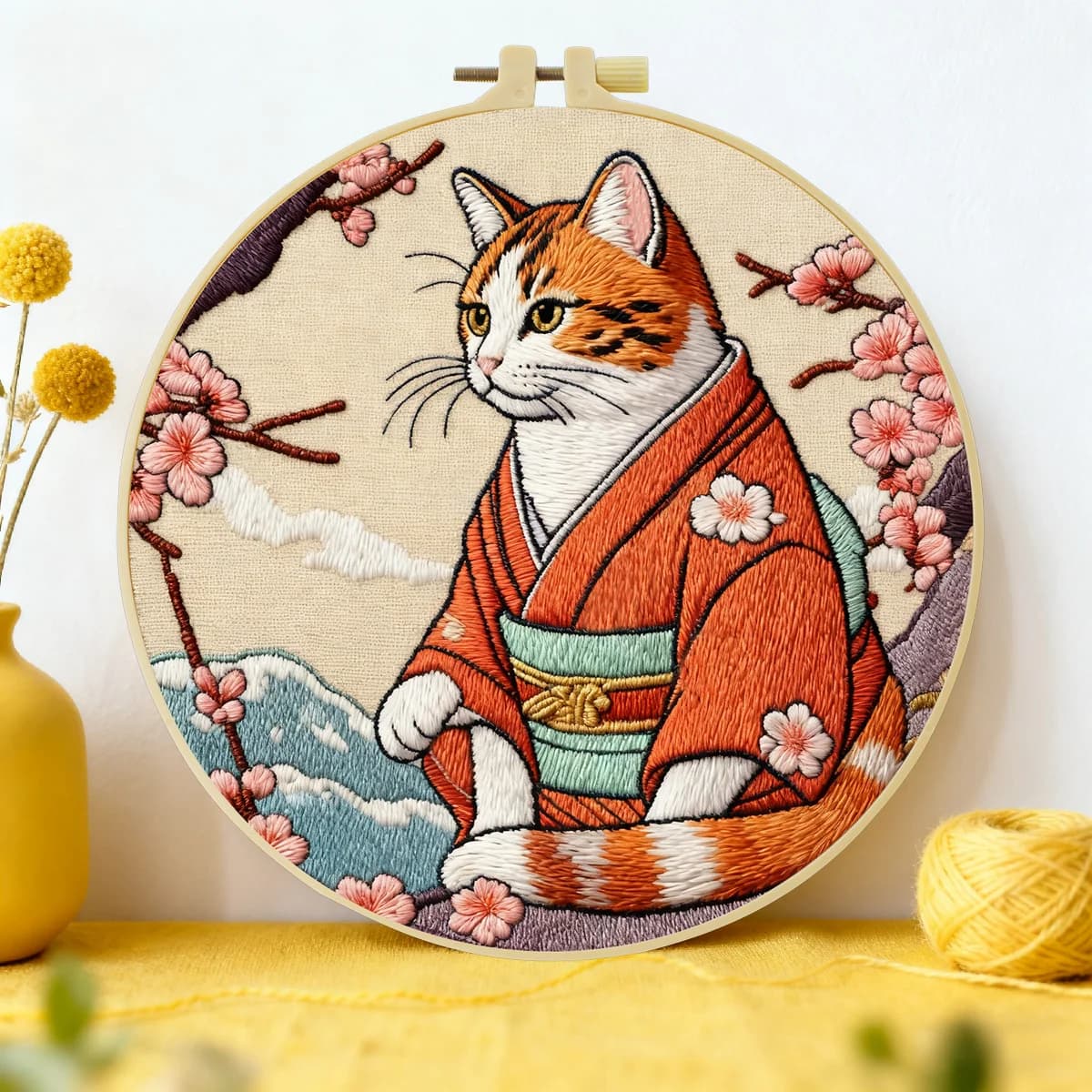 1 pz 20X20 CM/15X15 CM 7.87/6.3 pollici Gatto Ricamo Starter Kit FAI DA TE kit di ricamo FAI DA TE manualidades Set per Principiante cucito arte
