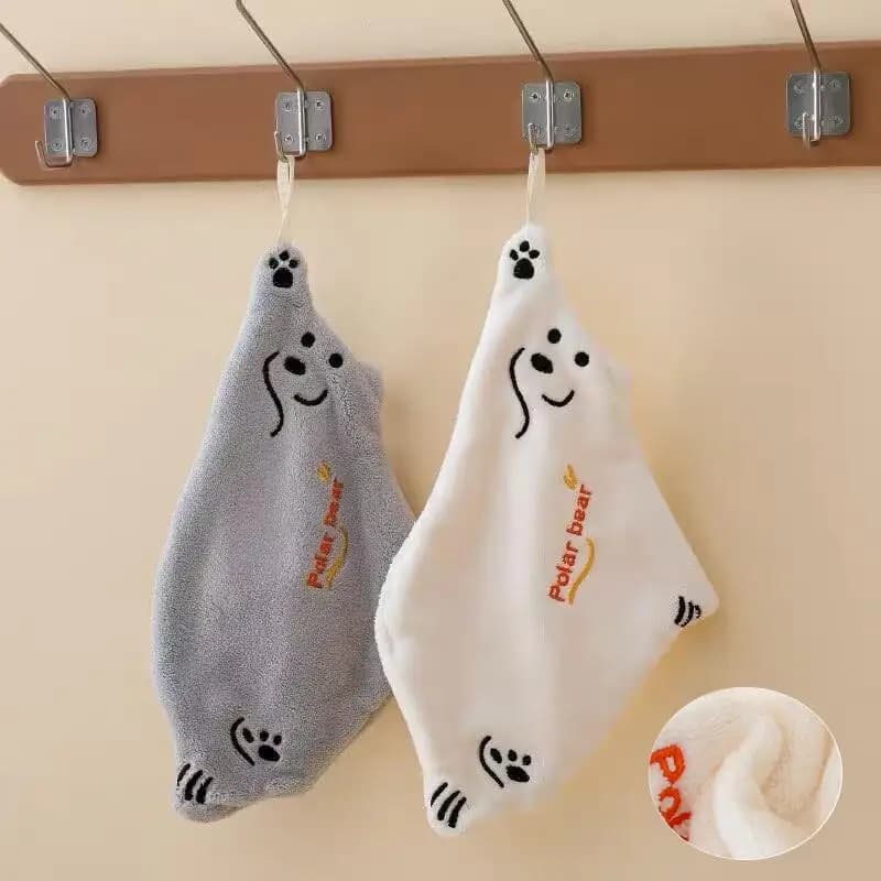 Asciugamano da cucina super assorbente e spesso a forma di orso polare, in velluto morbido, per bambini, per la pulizia delle mani