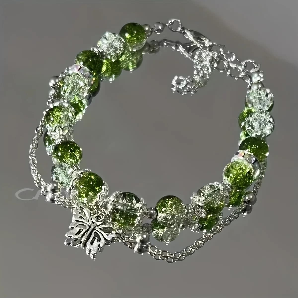 1pc Elegant Minimalist Butterfly Bracelet - Green Forest-Themed Suitable for Daily Wear, Gift for Couples & Best Friends, Year-Round Versatile Accessory with Butterfly Pendant, Chain for Birthdays,
