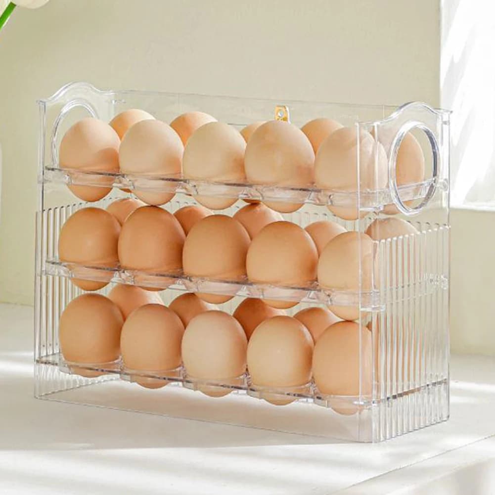 Scatola portaoggetti per uova a 30 griglie contenitore per uova di gallina con manico Organizer per vassoio per uova portauova per uso domestico per frigorifero