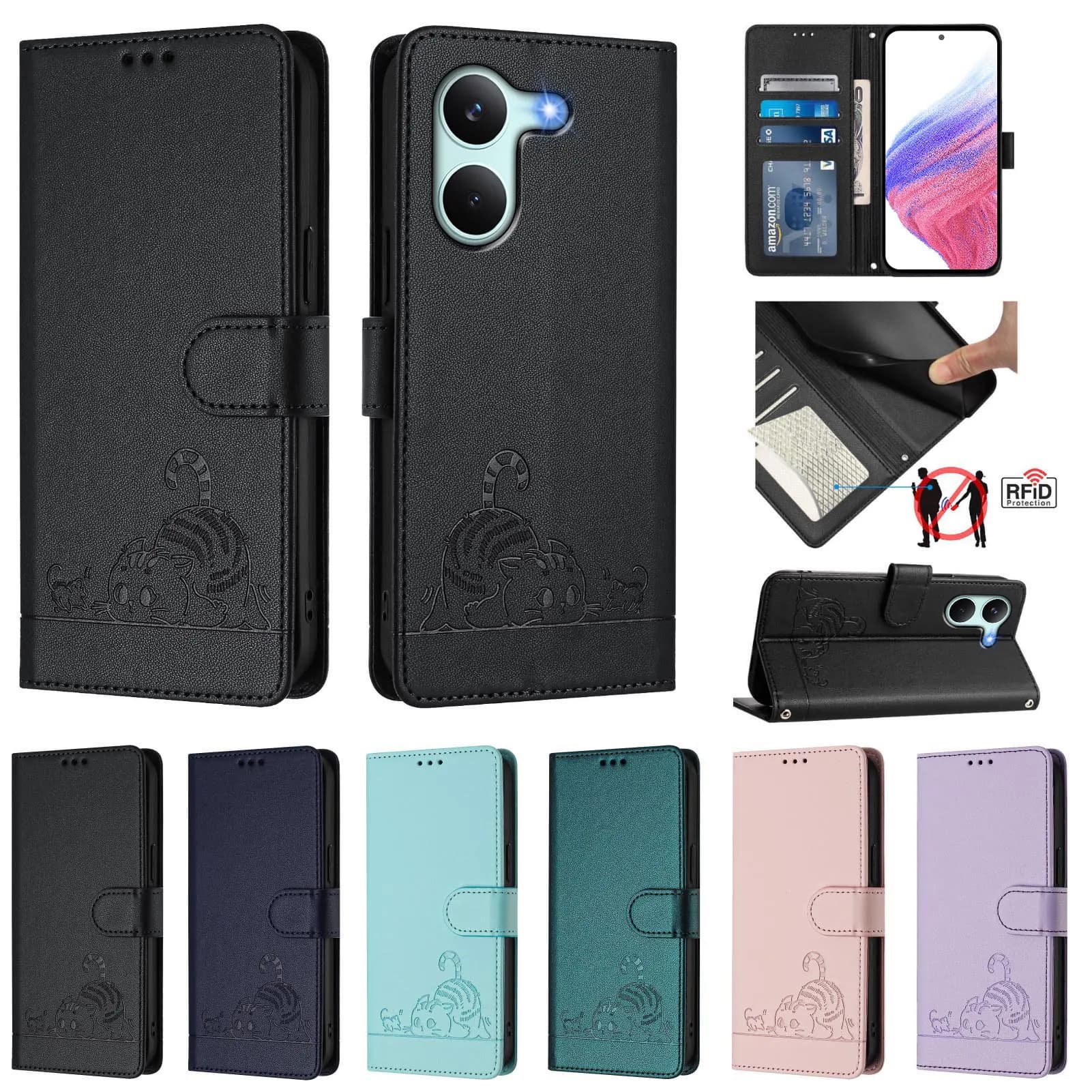 Custodia a Libro in Pelle con Funzione Stand e Porta Carte per Xiaomi Poco X8 Pro Max X8 Pro X7 X6 Neo X5 X4 X3 Pro NFC GT - Cover Protettiva Flip