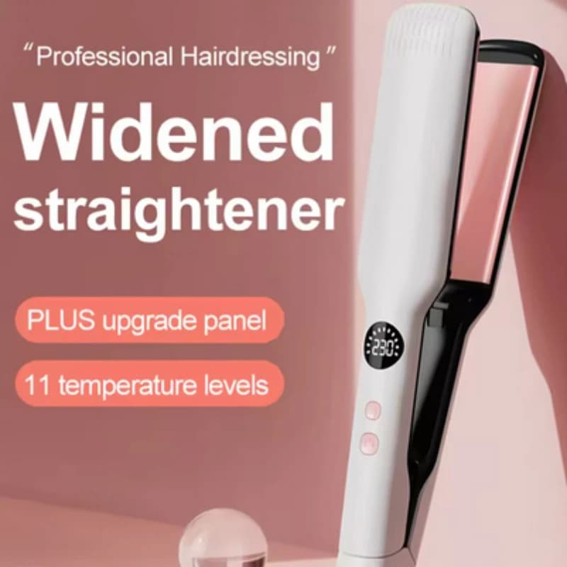 Piastra per capelli professionale con rivestimento in olio e piastre larghe – Riscaldamento rapido 60W, per capelli crespi, tecnologia PTC per uno styling impeccabile