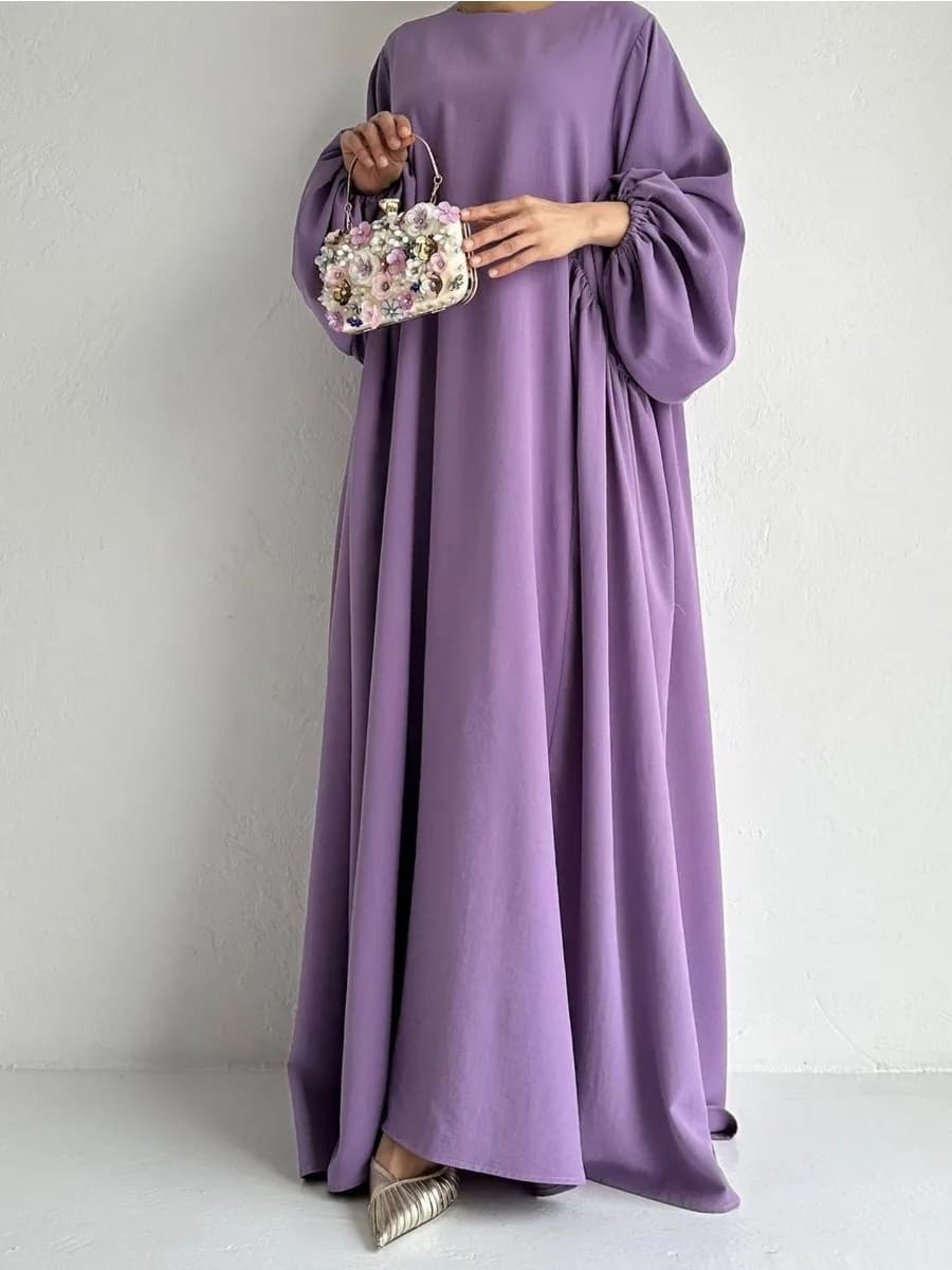Eid Abito da donna musulmana Abaya Marocco Abiti da festa Abaya Ramadan Manica a lanterna Preghiera Manica lunga Abito Musulman Maxi Abiti