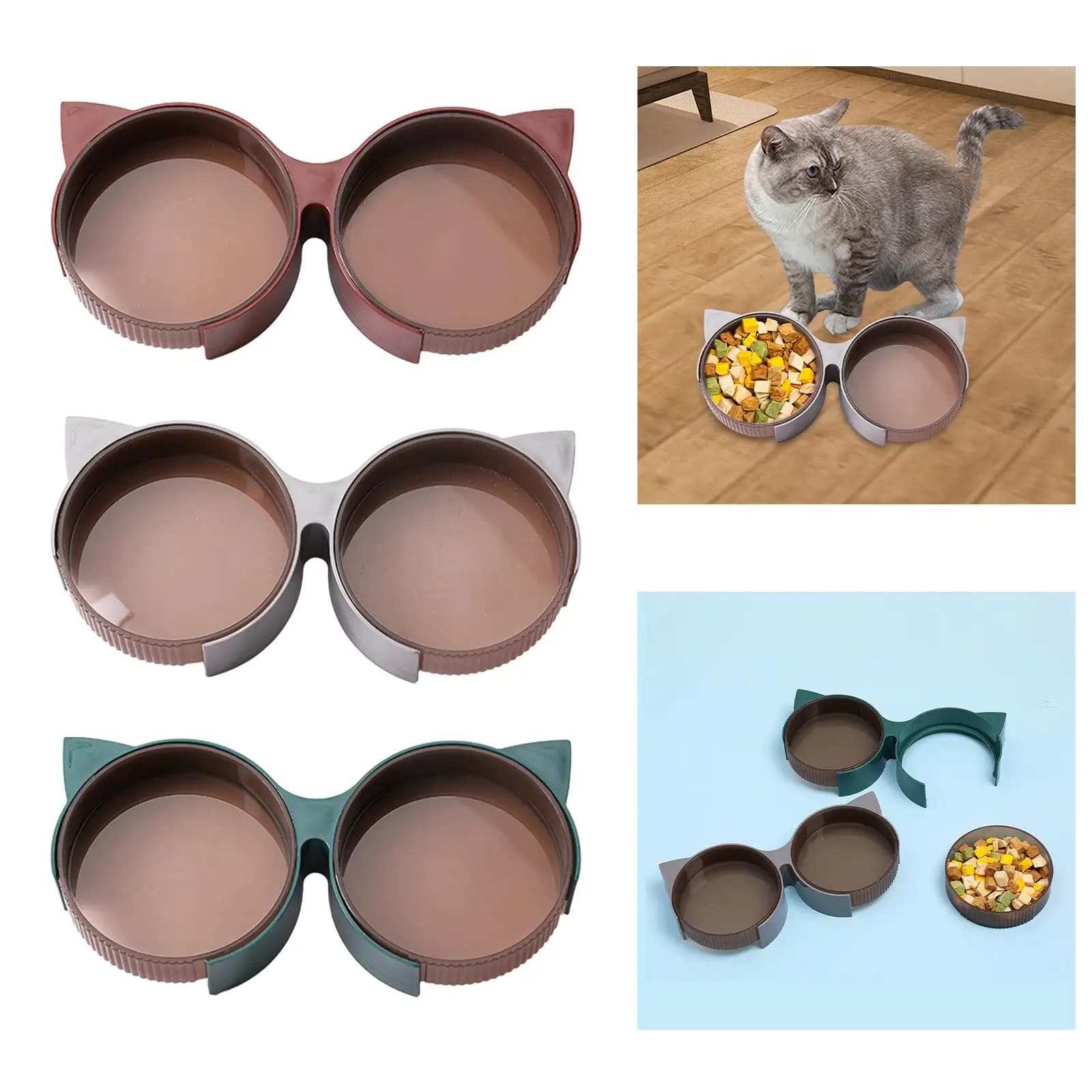 Cat Food and Water Bowl Set Food and Water Feeder Double Bowl Pet Feeder for Small Medium Dogs