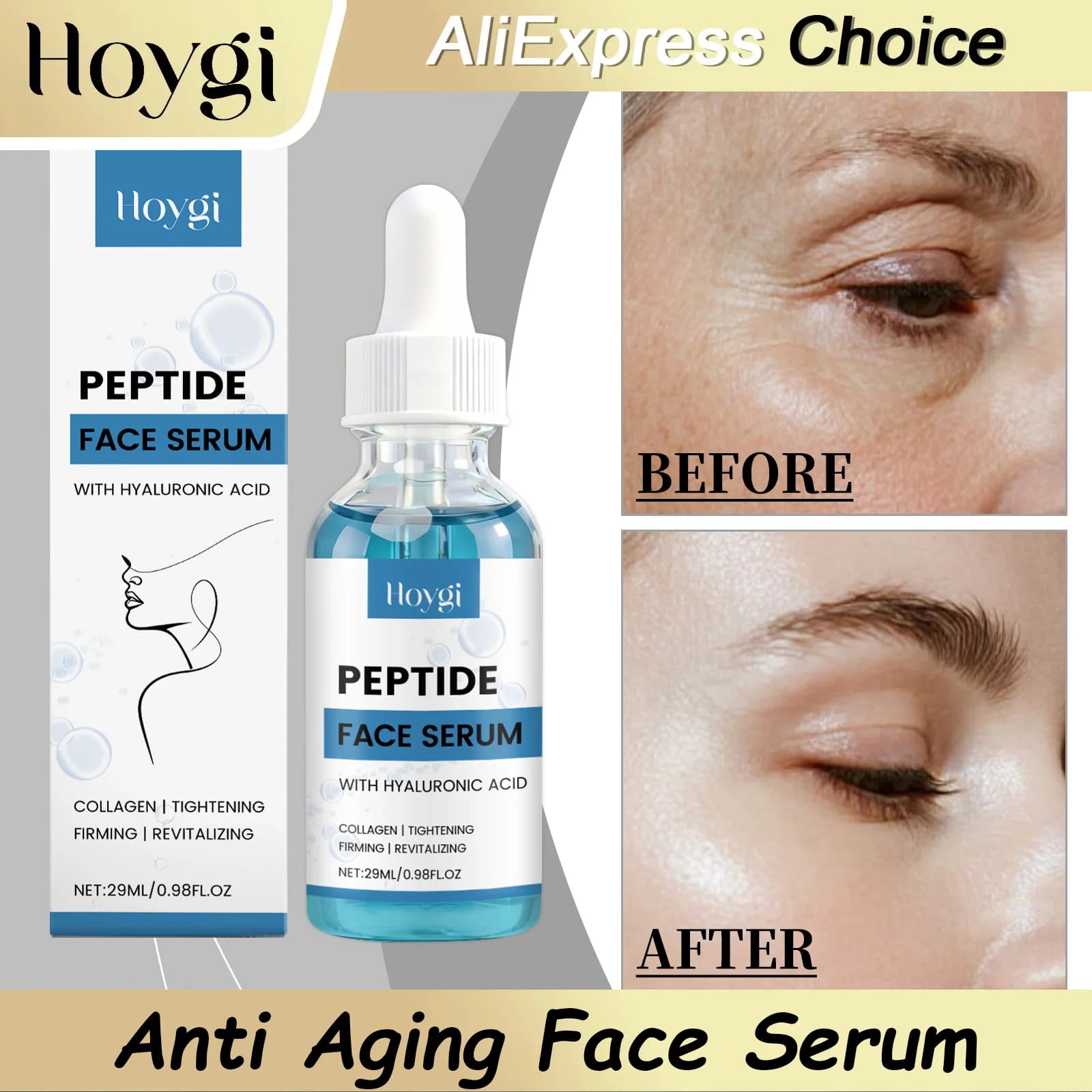 Serum Viso Anti-Eta HOYGI to Hydrolyzed Collagen, Reduces Subtle Rugs, Copper Peptide Essence, Deep Hydratation, Radiator