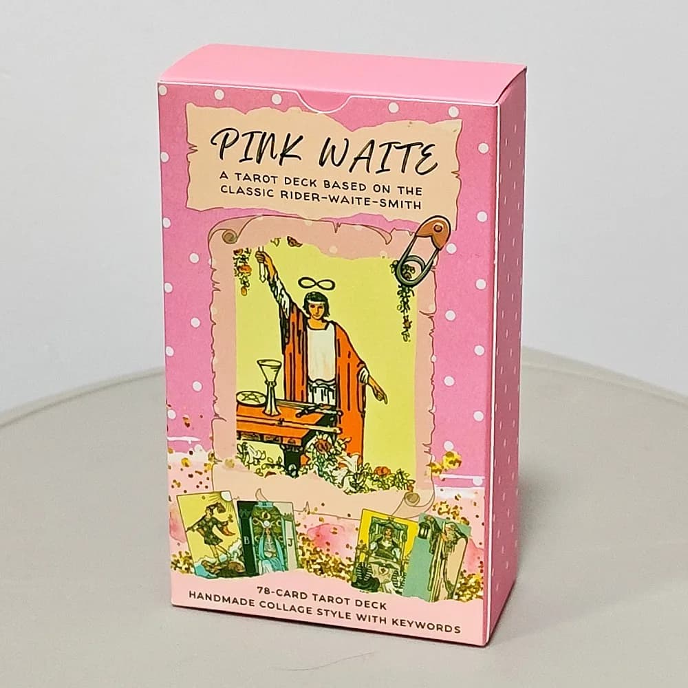 PinkWaite Tarot The Dreamy Pink Collage Tarot Deck 12*7cm 78 Carte dei Tarot Estetiche Kawaii con Significati, Doppio Rilievo