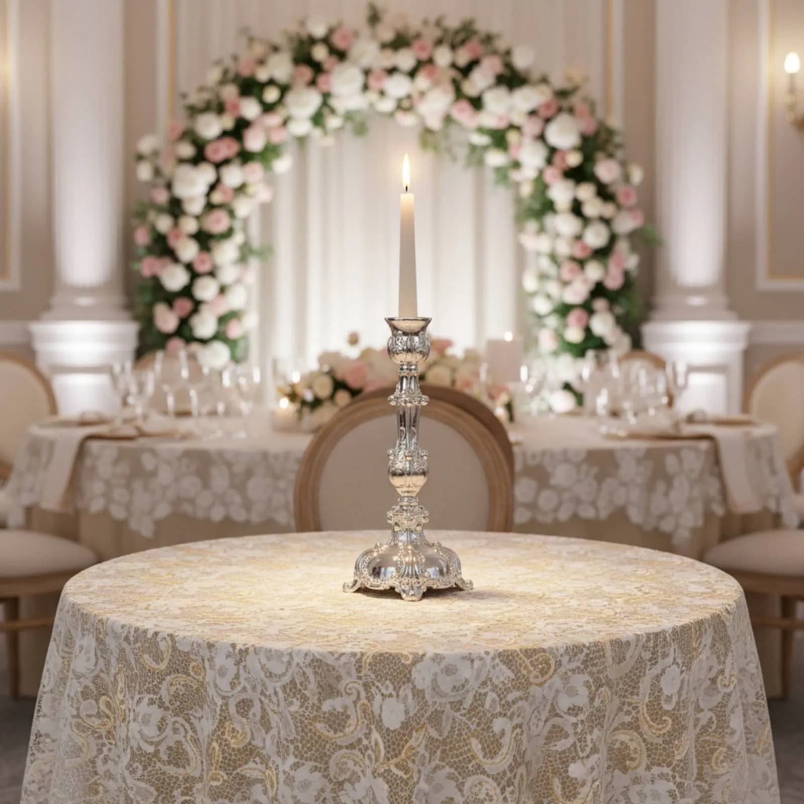 Candelabro in Metallo dal Design Europeo, Decorazione da Tavolo per Atmosfera Romantica, Costruzione Robusta in Lega per Cene e Feste