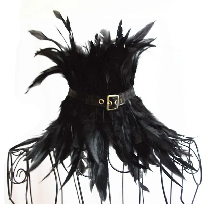 Accessories for Medieval Halloween Costumes, Blue Feather Belt, Festival Scarf, Female Ethnic Clothing