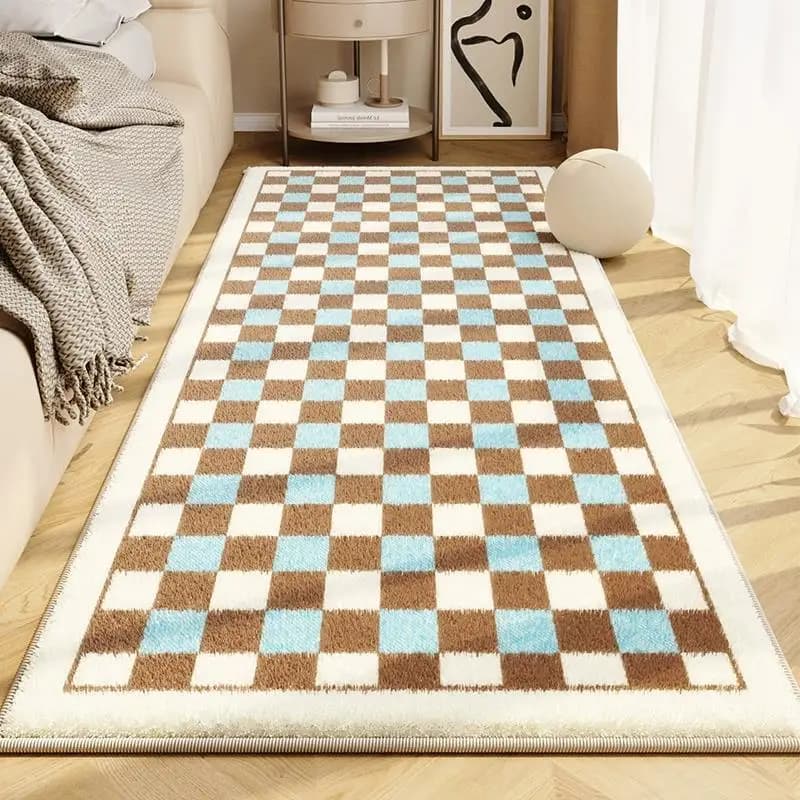 Tappeto da comodino scozzese Soggiorno Tappetino antiscivolo Decorazione della stanza della ragazza Tappeto Camera dei bambini Tappeto da comodino Decorazione della stanza