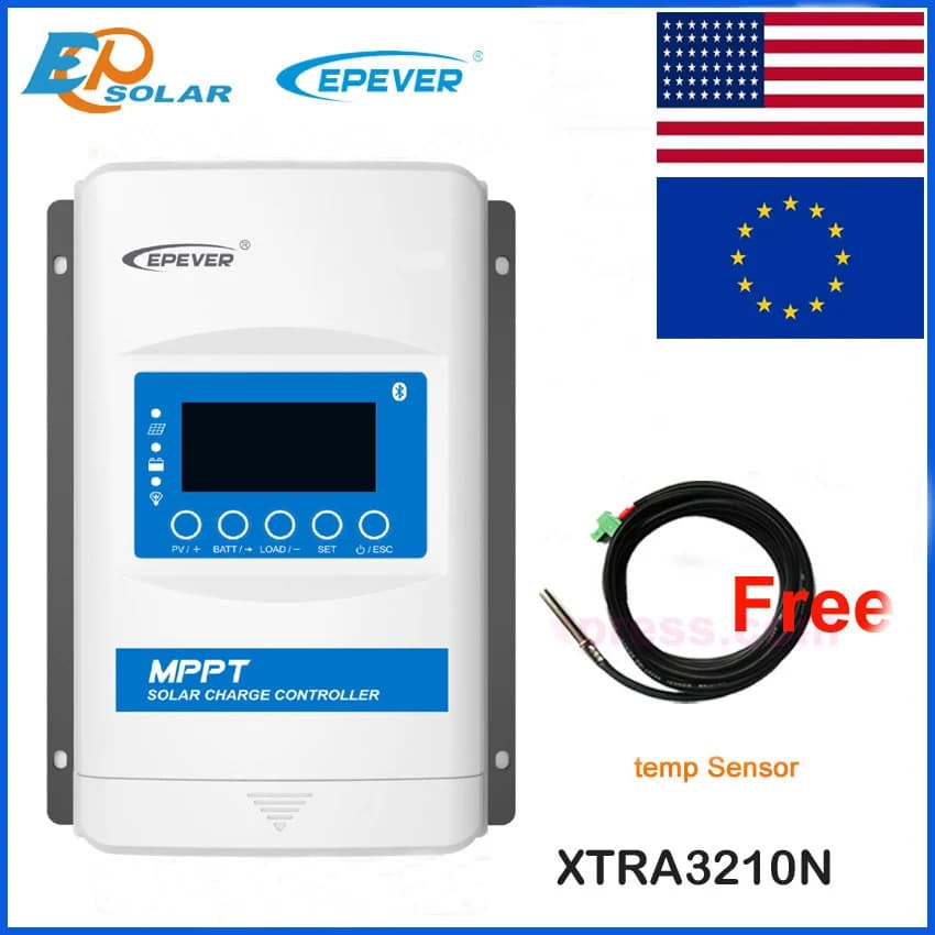 EPever XTRA3210N 30A12v 24v XTRA4415N 40A 12v 24v 48v Solar Charge Controller 30Amp 40A LCD Solar Regulator 12V 24V Auto Cable