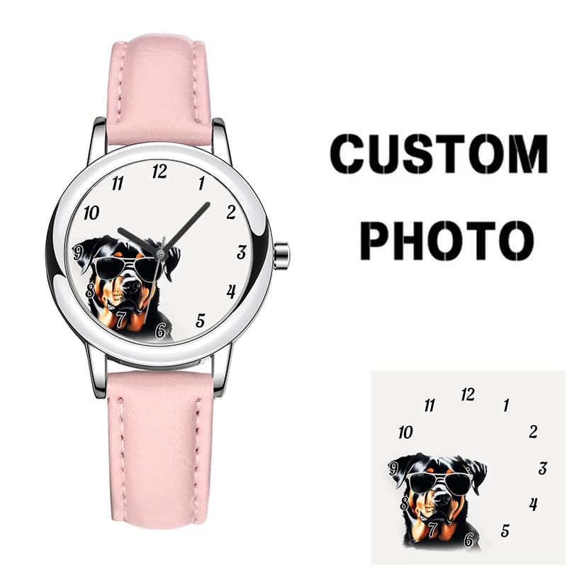 Orologio in pelle PU vuota a sublimazione Immagine fai-da-te Stampa sul quadrante dell'orologio Pressa di calore personalizzata Regali personalizzati Souvenir all'ingrosso