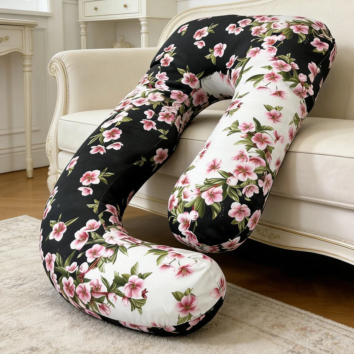 Lightweight U Floral Bearing, Pregnancy Lumbar Support Bearing and Side Sleeping, Decorative Sofa cushion