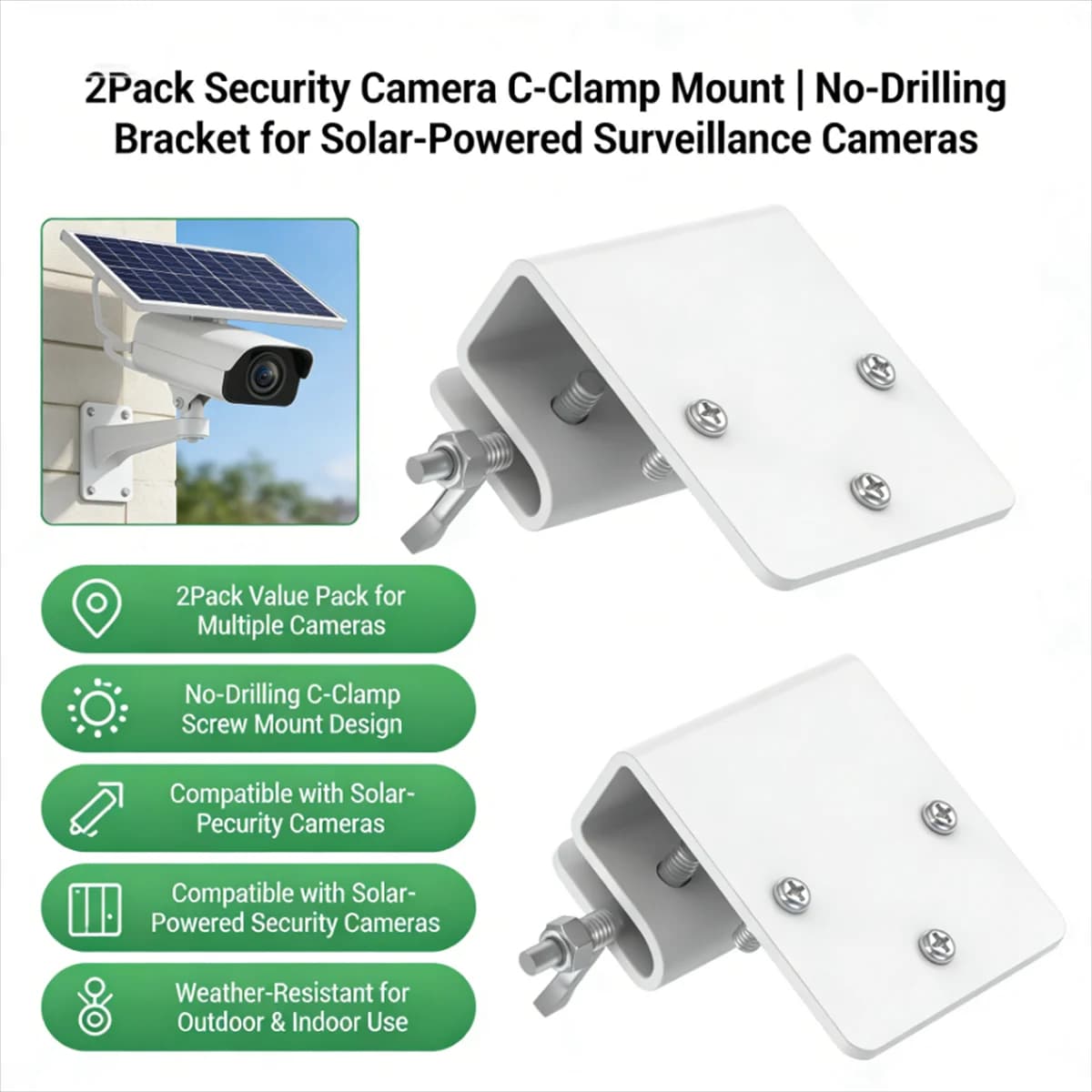 Wall mounting bracket for indoor and outdoor stainless steel security camera, adjustable, 2-piece, for CCTV camera and webcam