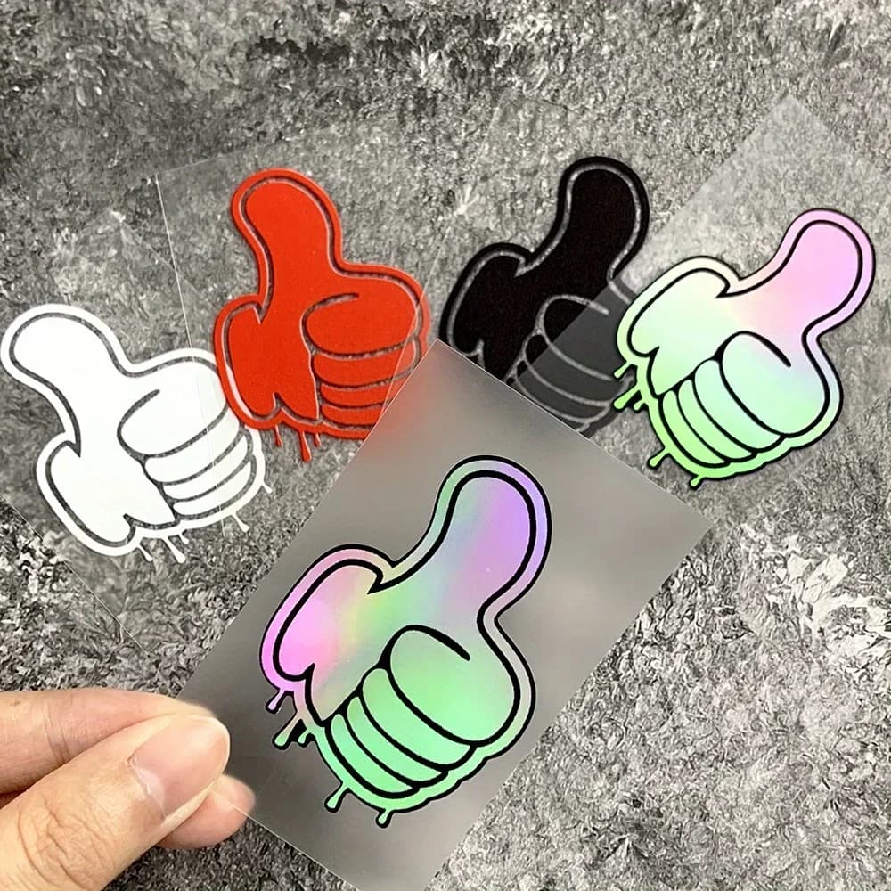 1PC Vibrant Thumbs-Up-Style Sticker Set - Multi-Color Holographic Waterproof Vinyl - Laptop Phone Skateboard Custom Decor