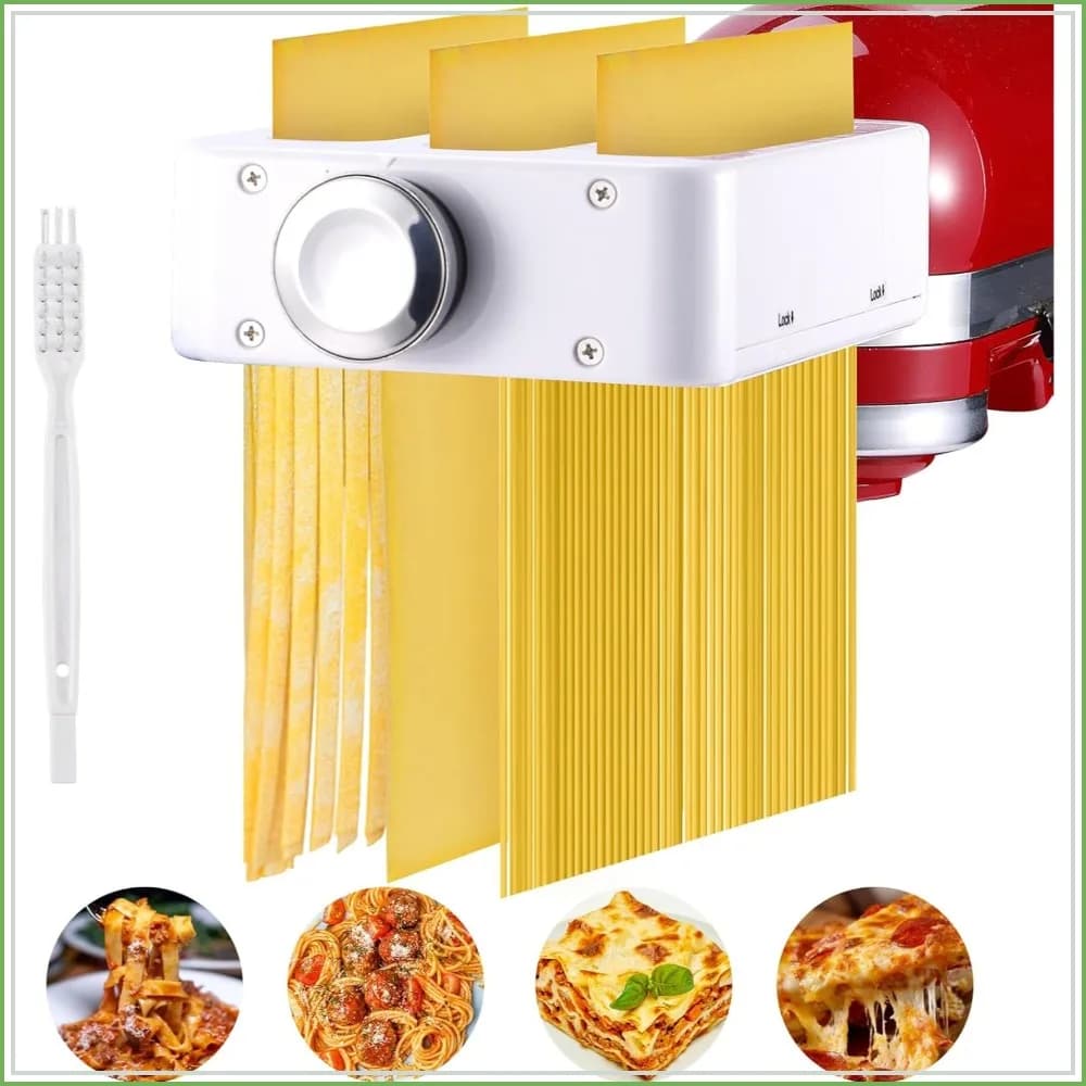 3 in 1 Pasta Maker Attachment for KitchenAid Stand Mixer, Pasta Roller & Cutter Set for Homemade Pasta Sheets, Spaghetti & Fettuccine