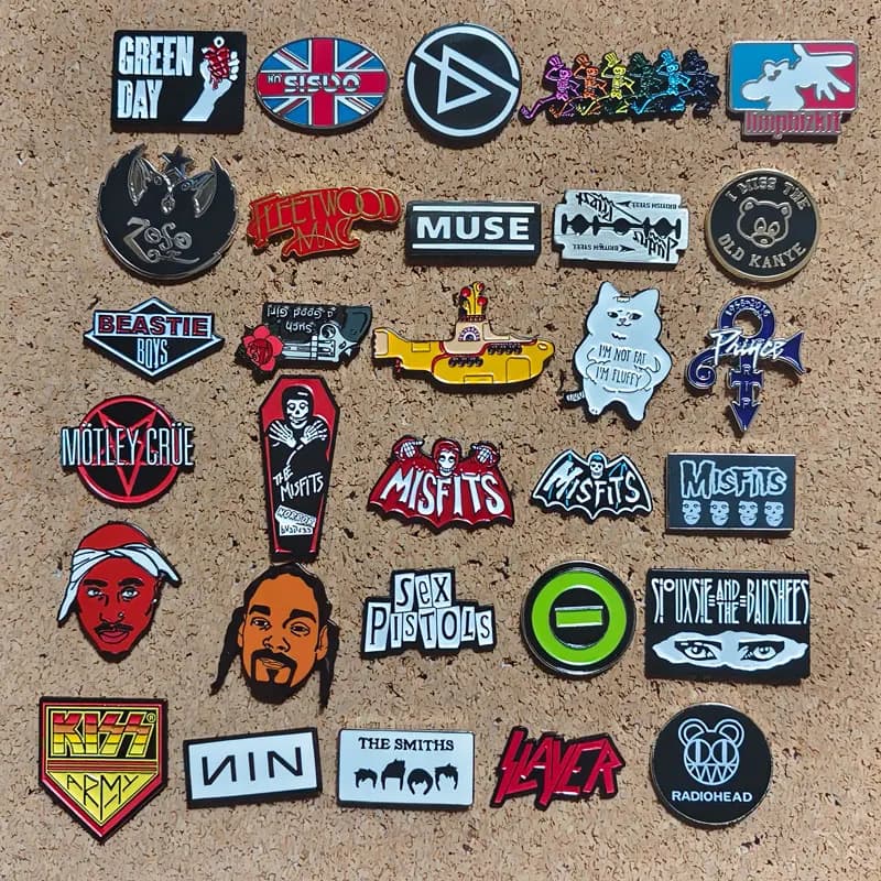 Funny Punk Rock Theme Polished Spills, Distinctives with Classic Musical Logo for Women, Decorative Accessories for Backpacks and Hats, Jewelry and Gifts