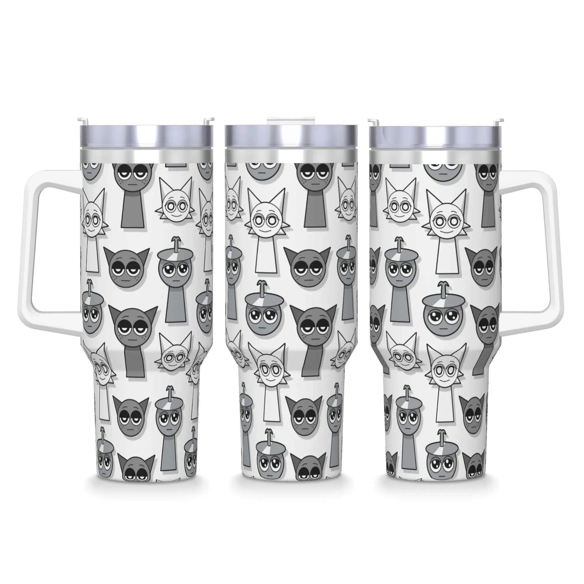 Tumbler in Acciaio Inox da 40OZ, Tazza Termica con Design Cartoon Sprunki, Mantiene le Bevande Calde, Borraccia per Auto