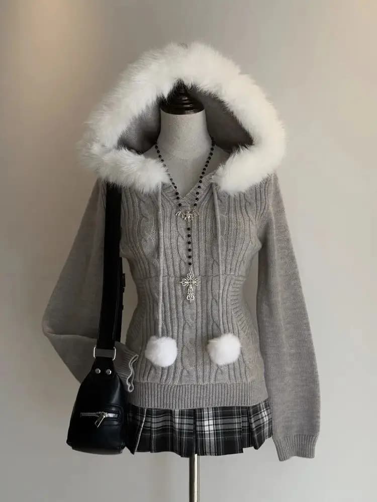 Sweet Dresses 2-Piece Set Y2k 2000s Goth Punk High Street Gyaru Pullover+Skirt Vintage Harajuku Hoodie Women Elegant Emo Preppy