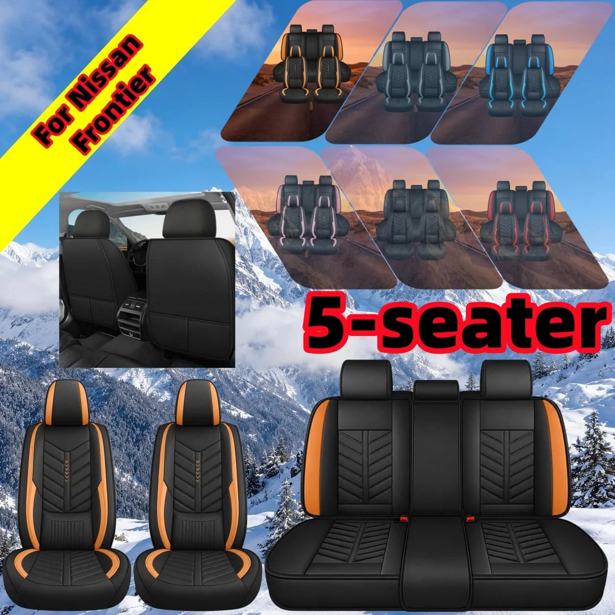 For Nissan Frontier 5-Seat Car Seat Covers PU Leather, All-Season Comfort Cushions, High-Quality Interior Accessories