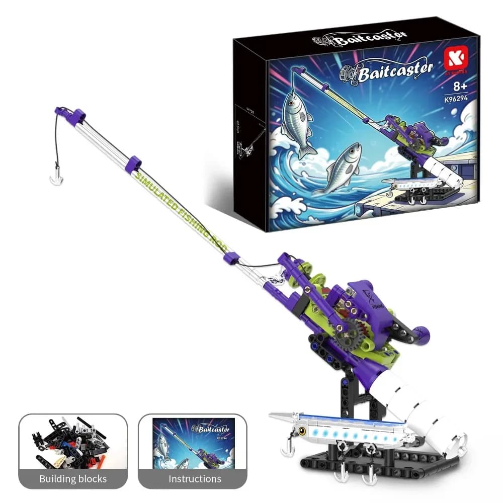 235PCS Mini Fishing Rod Building Blocks Simulation Sea Fishing Rod Model With Reel DIY K96294 Assembly Bricks Educational Gift