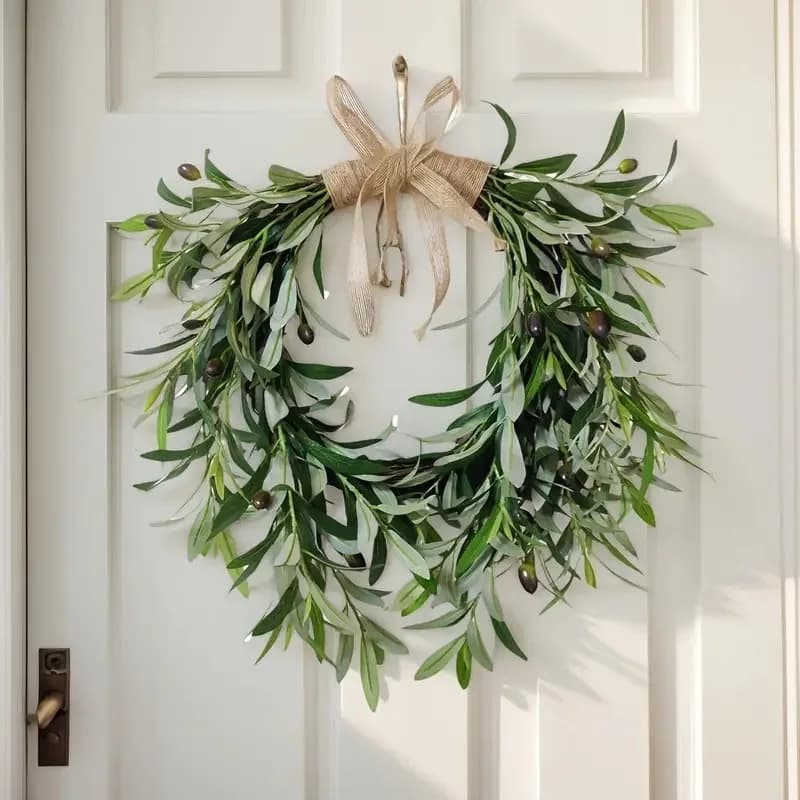 40cm Artificial Wreath Olive Branch Plants Christmas Decor Vine Ring Garland Holiday Home Wall Door Hanging Decoration Ornaments