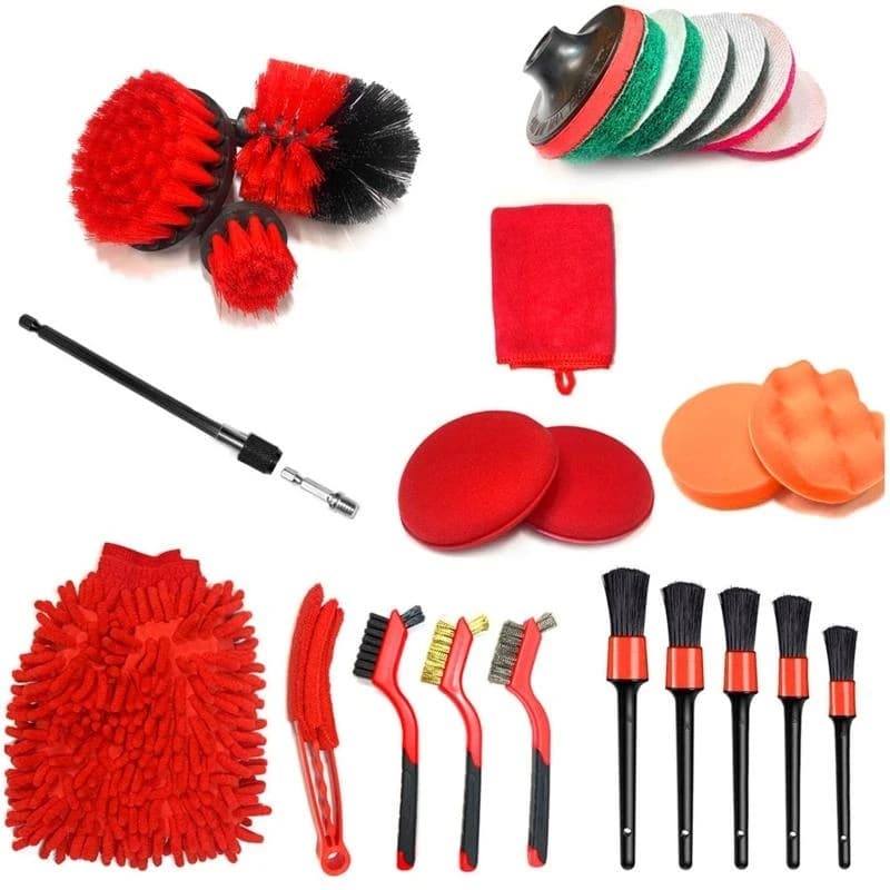 Spazzole per i dettagli per pneumatici per auto durevoli manico in plastica per spazzola per interni 26x/set
