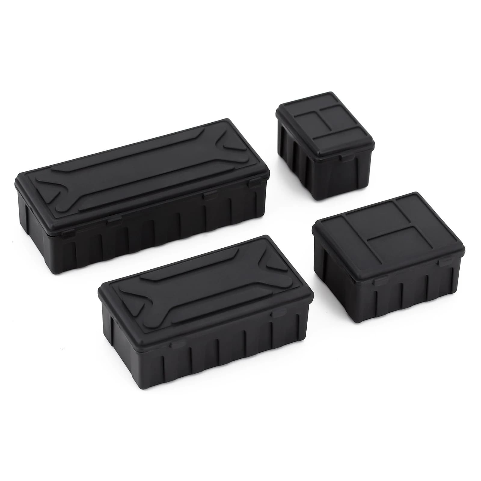 Set di 4 Scatole di Stoccaggio in Plastica per Garage, Simulazione Valigie, per Auto RC Crawler in Scala 1/10, Decorazioni e Attrezzi